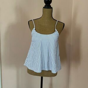 Blue and White Sleeveless Crop Camisole